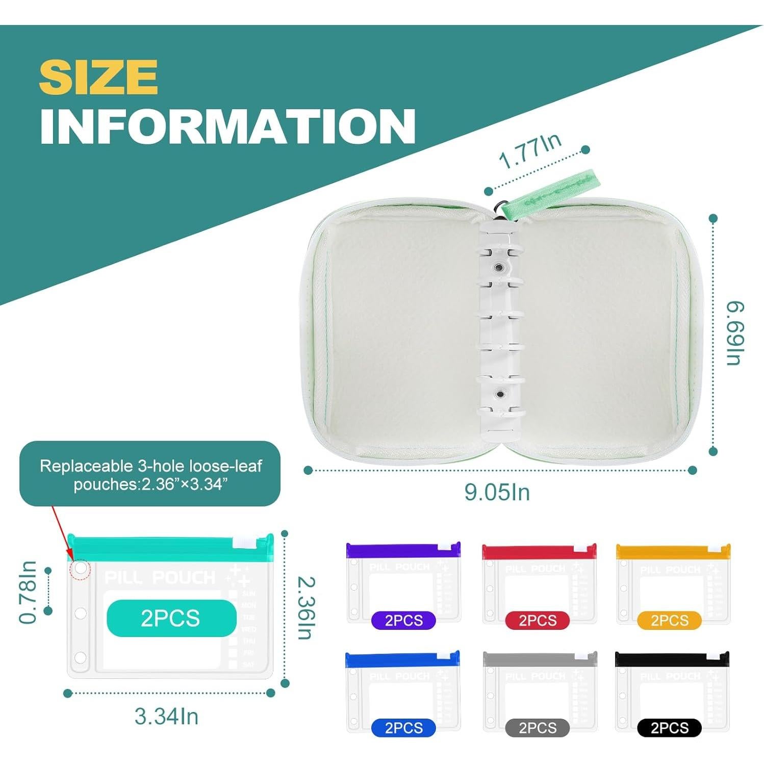 Organizador de Pastillas Timueetech A7-S Verde a Prueba de Agua