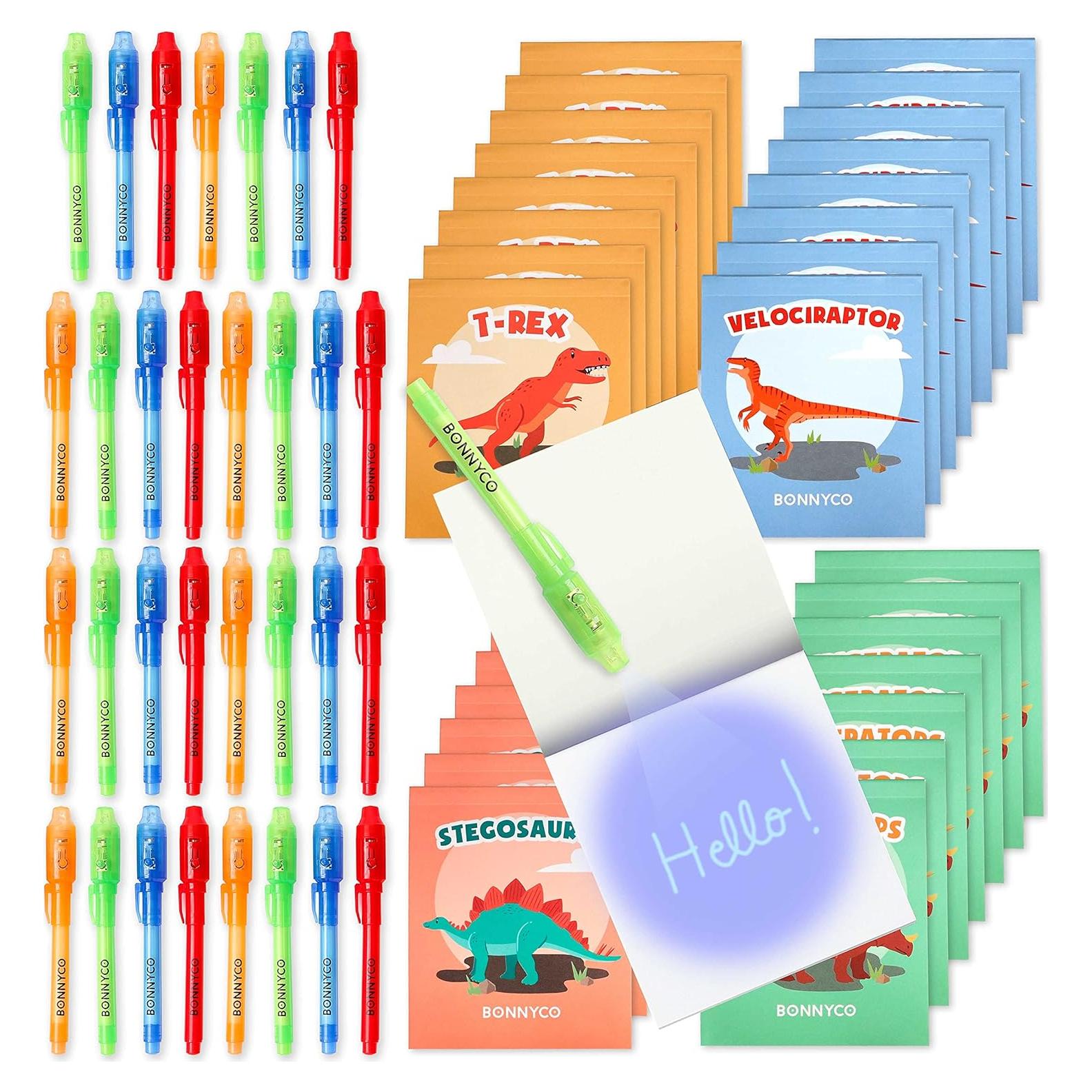 BONNYCO Paquete 32 Bolígrafos Tinta Invisible Dinosaurios
