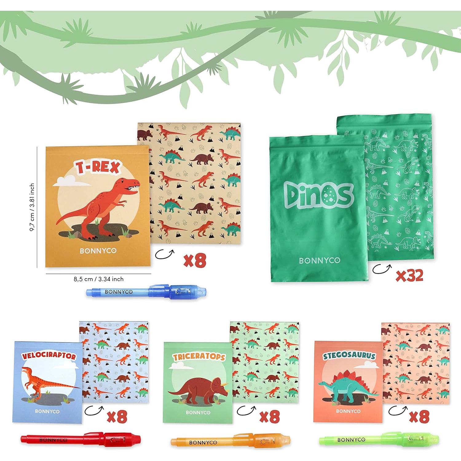 BONNYCO Paquete 32 Bolígrafos Tinta Invisible Dinosaurios