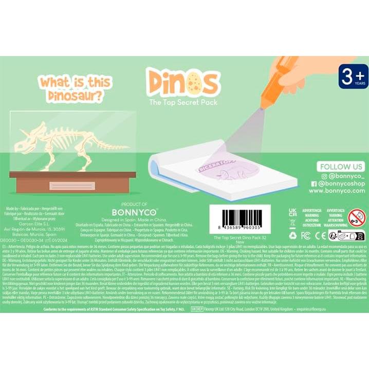 BONNYCO Paquete 32 Bolígrafos Tinta Invisible Dinosaurios