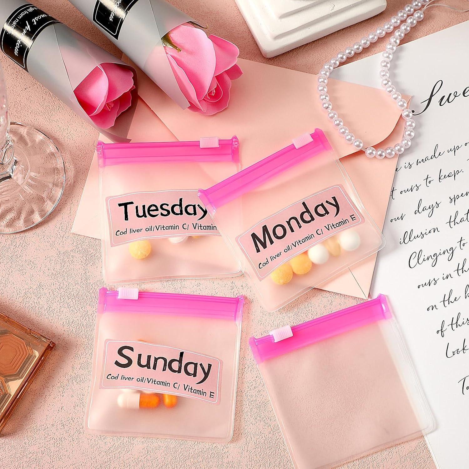 Organizador de Píldoras MARFOREVER Rosa 39 Pcs con Etiquetas