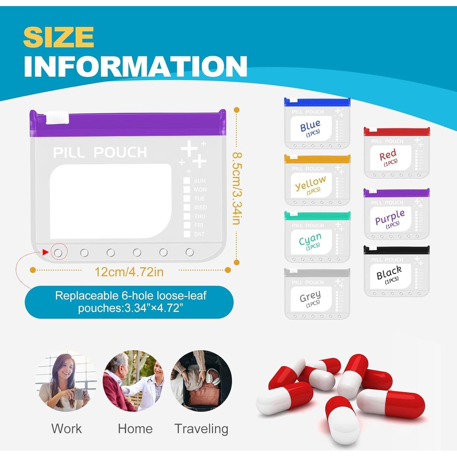 Juego de Bolsas de Pastillas Reutilizables A7-L Timueetech