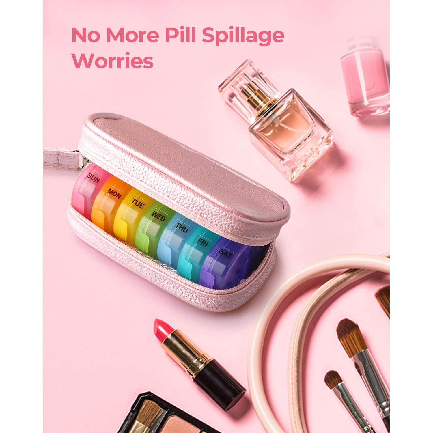 Organizador de Pastillas Semanal AMOOS Rosa 15.5x8.6cm