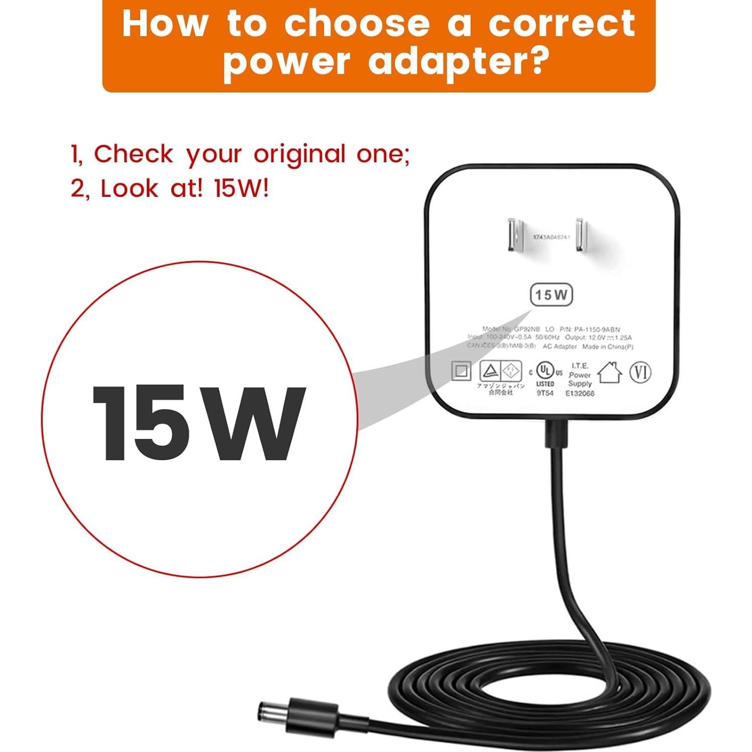 Adaptador de Corriente 15W Weishan para Echo Pop y Dot