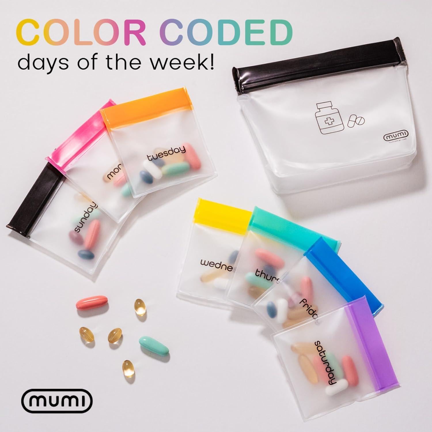 Set de 7 Bolsas Reutilizables para Pastillas mumi - Organizador de Viaje