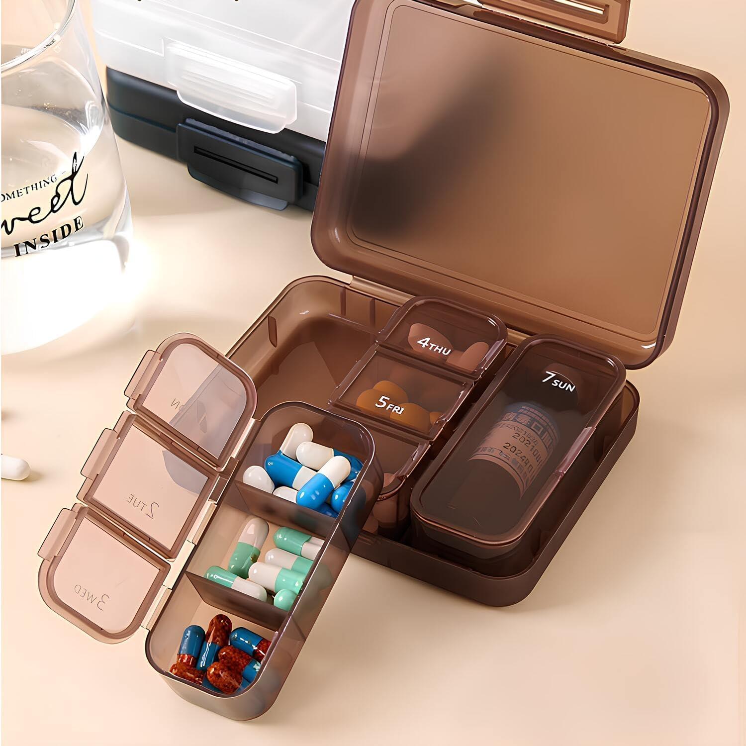 Organizador de Pastillas Portátil OGAK Negro 7 Días Impermeable