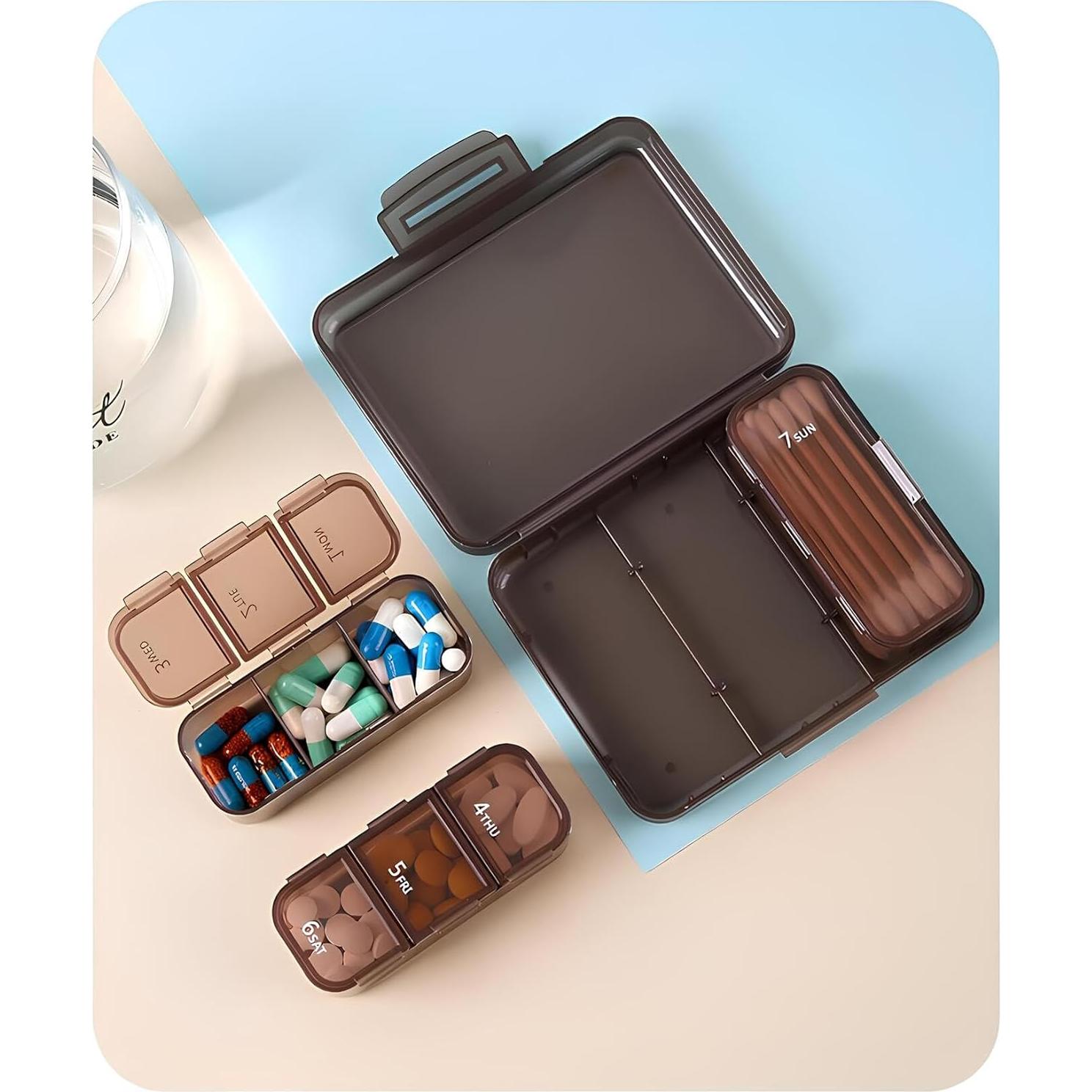 Organizador de Pastillas Portátil OGAK Negro 7 Días Impermeable