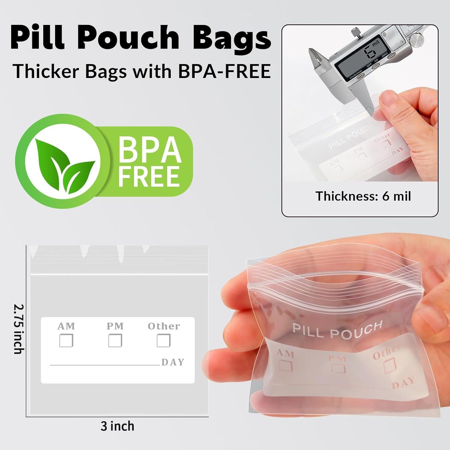 125 Bolsas de Pastillas Transparentes LuWeiQian 7.62x6.99 cm