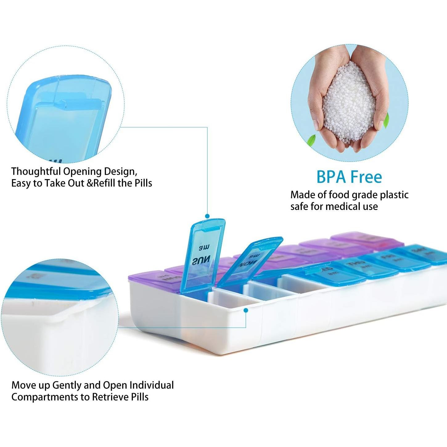 Organizador de Pastillas Semanal ZUMD 7 Días AM/PM Grande