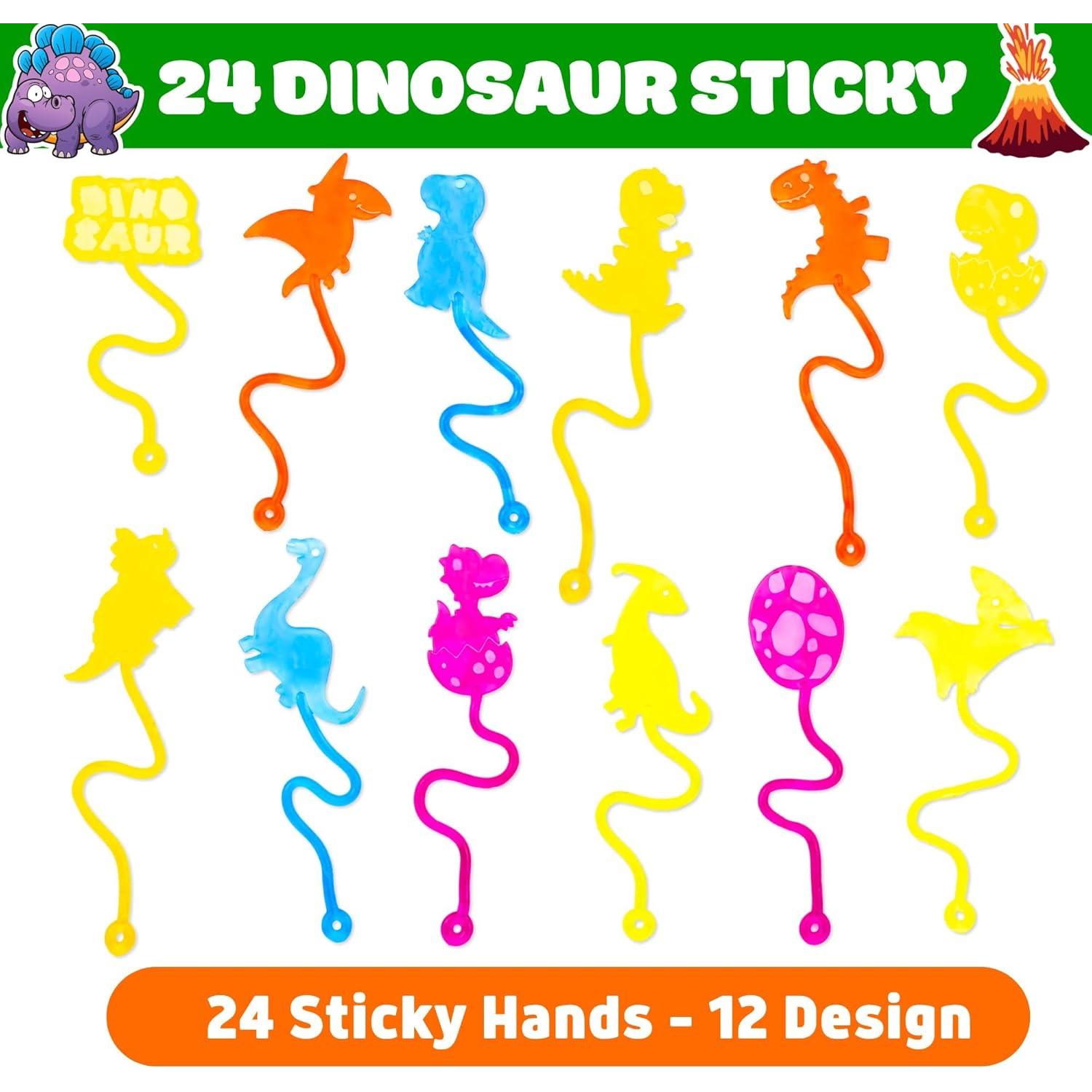 24 Manos Pegajosas de Dinosaurio Juguetes Antiestrés Niños