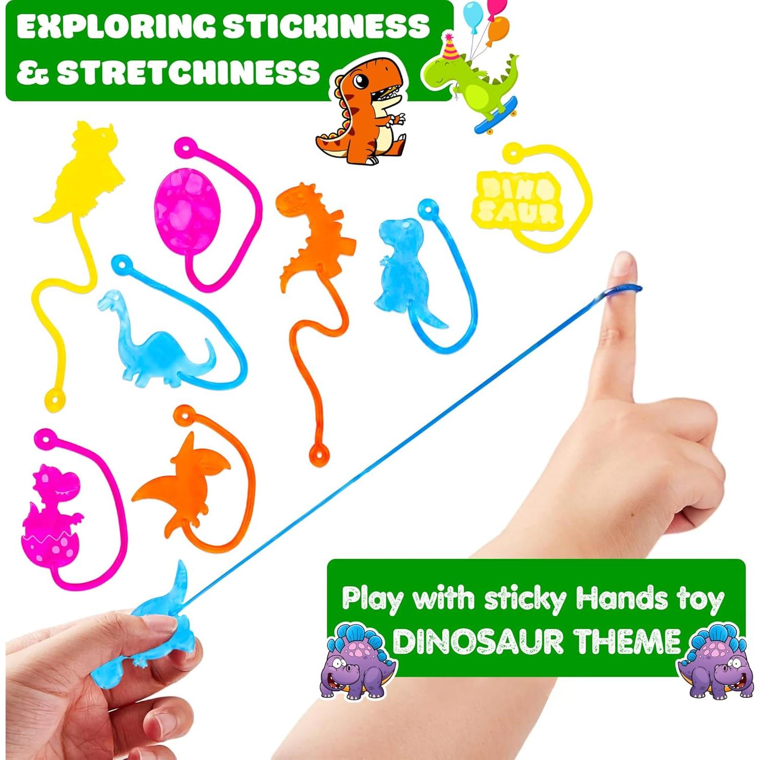 24 Manos Pegajosas de Dinosaurio Juguetes Antiestrés Niños