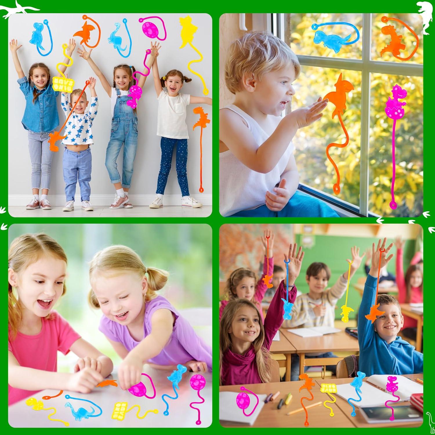 24 Manos Pegajosas de Dinosaurio Juguetes Antiestrés Niños