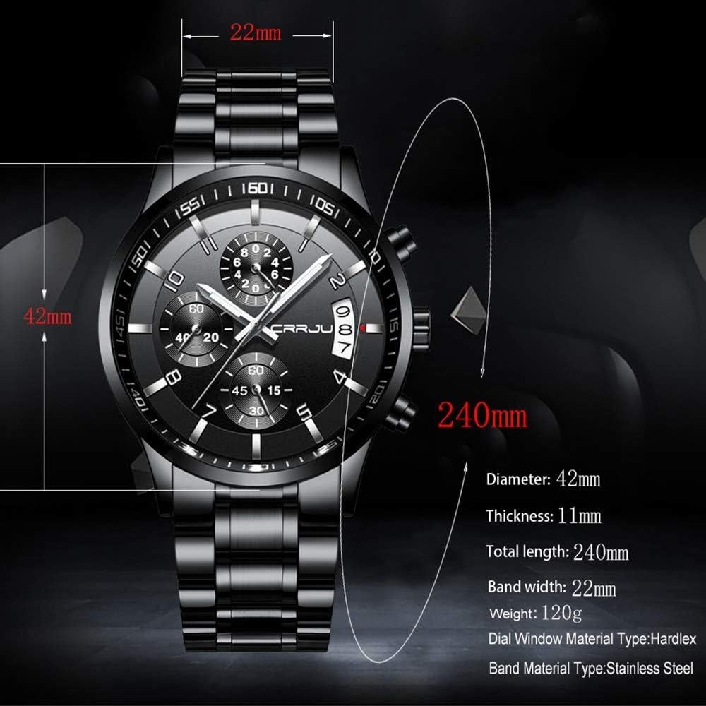 Reloj de acero inoxidable CRRJU 2214 para hombres, cronógrafo