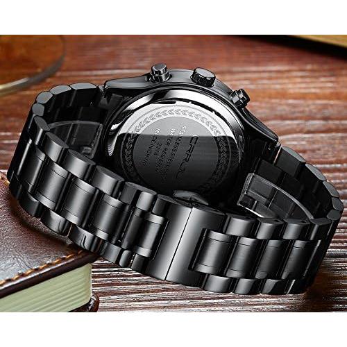Reloj de acero inoxidable CRRJU 2214 para hombres, cronógrafo
