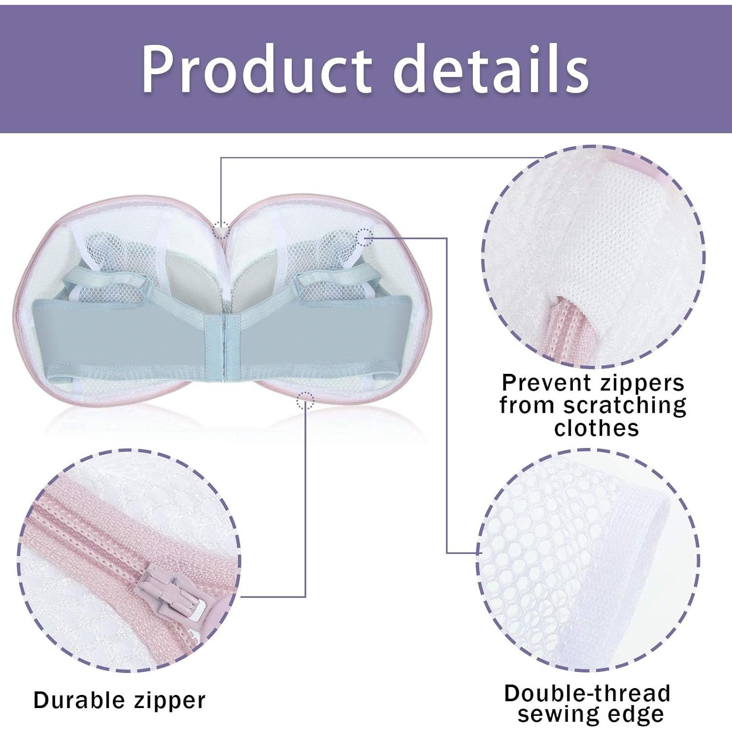 Bolsa de Lavado de Sujetadores Shappy 6 Piezas Malla Rosa