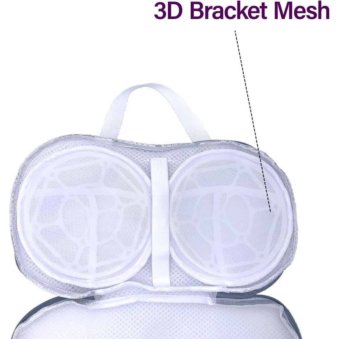 Bolsas de Lavado de Sujetadores Bituinra 2PCS Malla 3D Gris