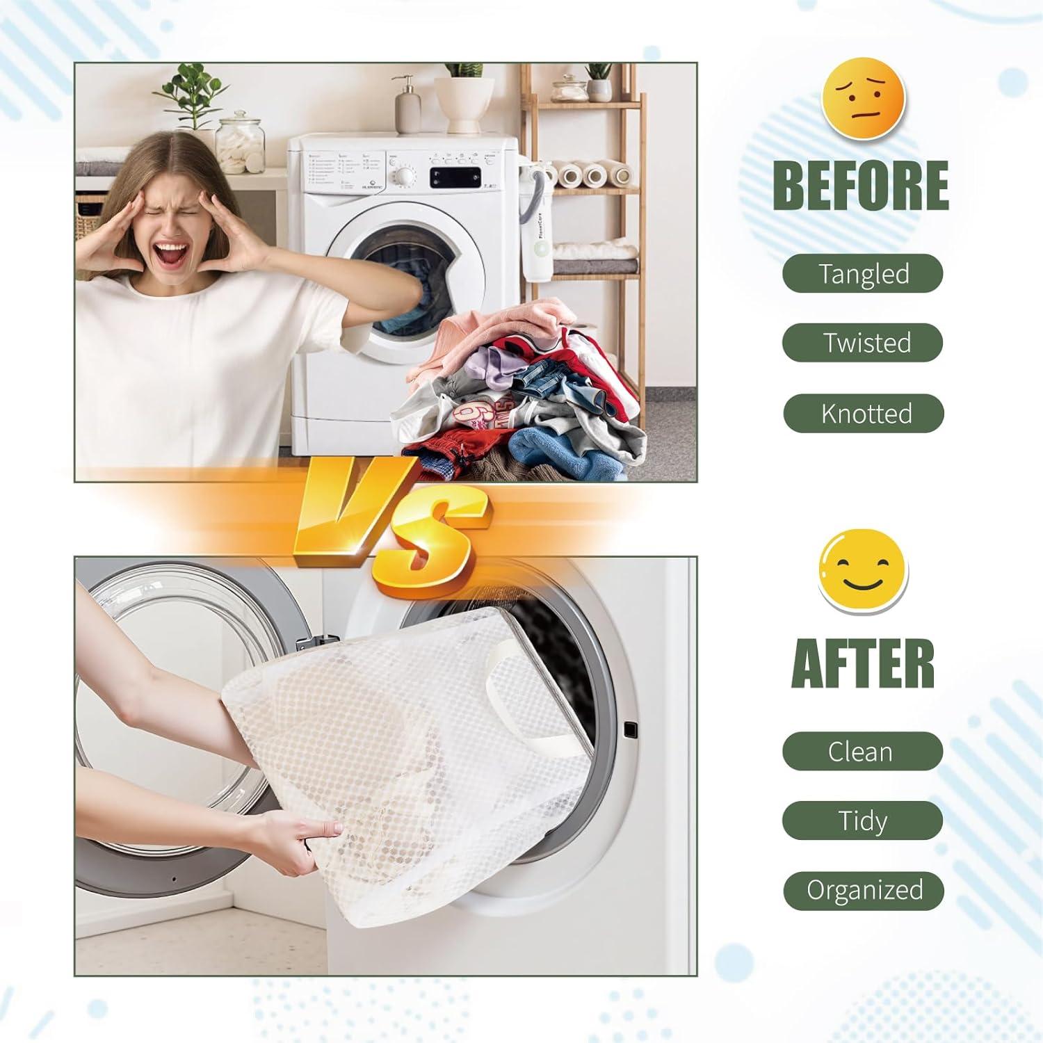 Bolsas de Lavandería 4Pcs GWT Malla 3D con Cremallera y Asas