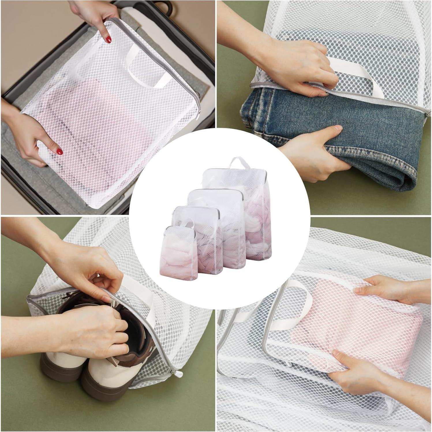 Bolsas de Lavandería 4Pcs GWT Malla 3D con Cremallera y Asas