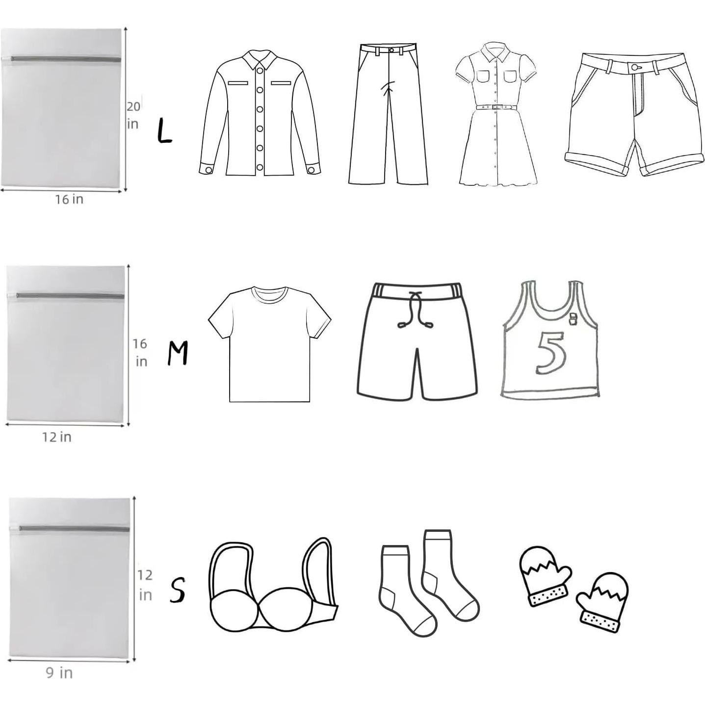 Bolsas de Lavandería GEINEAS 3 Piezas Malla para Delicados