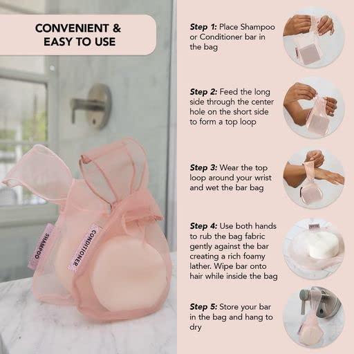 Bolsa de Malla Reciclada Kitsch para Jabón y Champú Rubor