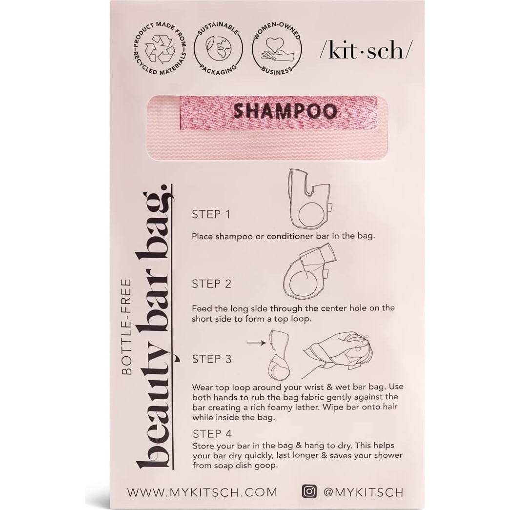 Bolsa de Malla Reciclada Kitsch para Jabón y Champú Rubor