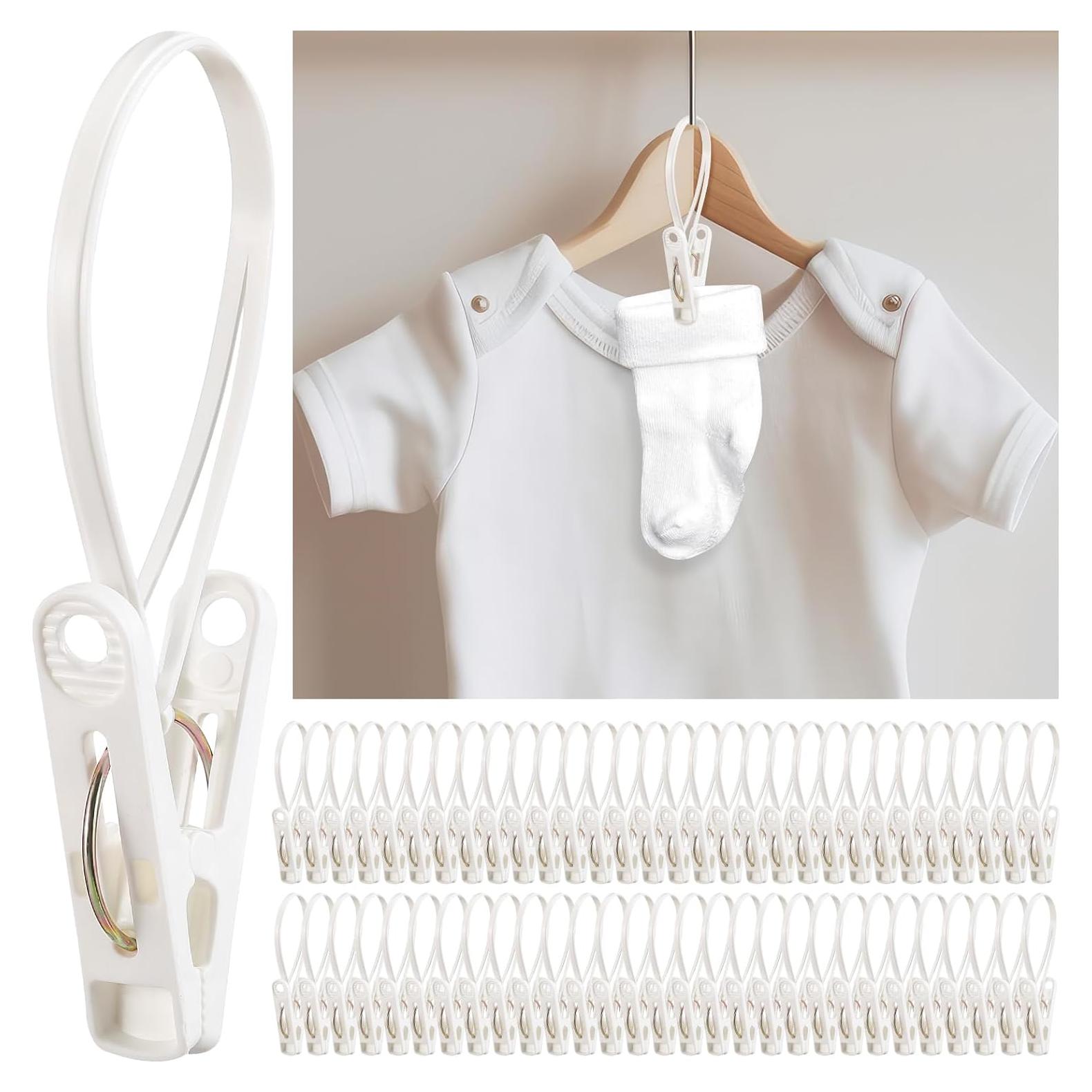 Honeydak 60 Clips Colgantes de Ropa Multiusos Blancos