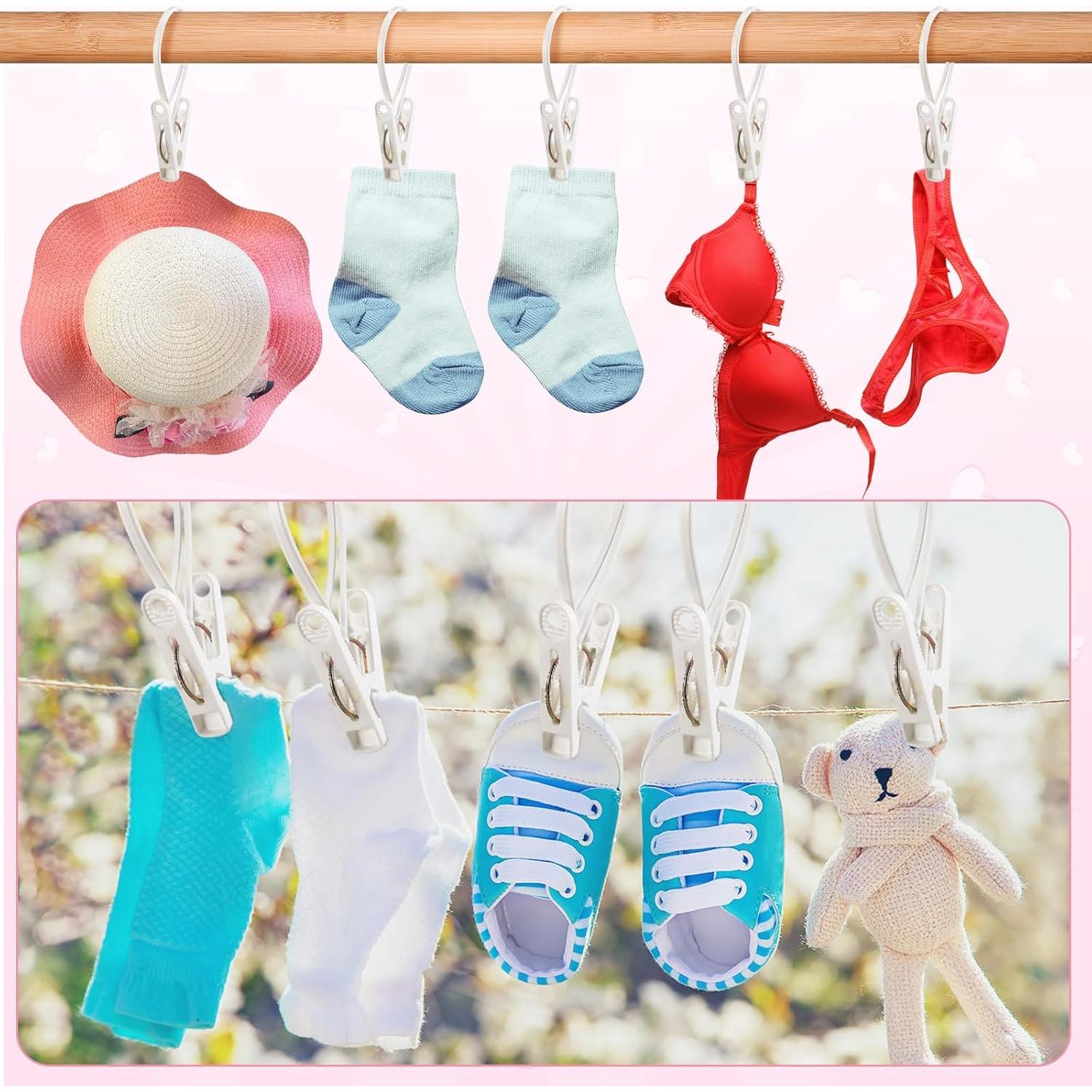 Honeydak 60 Clips Colgantes de Ropa Multiusos Blancos