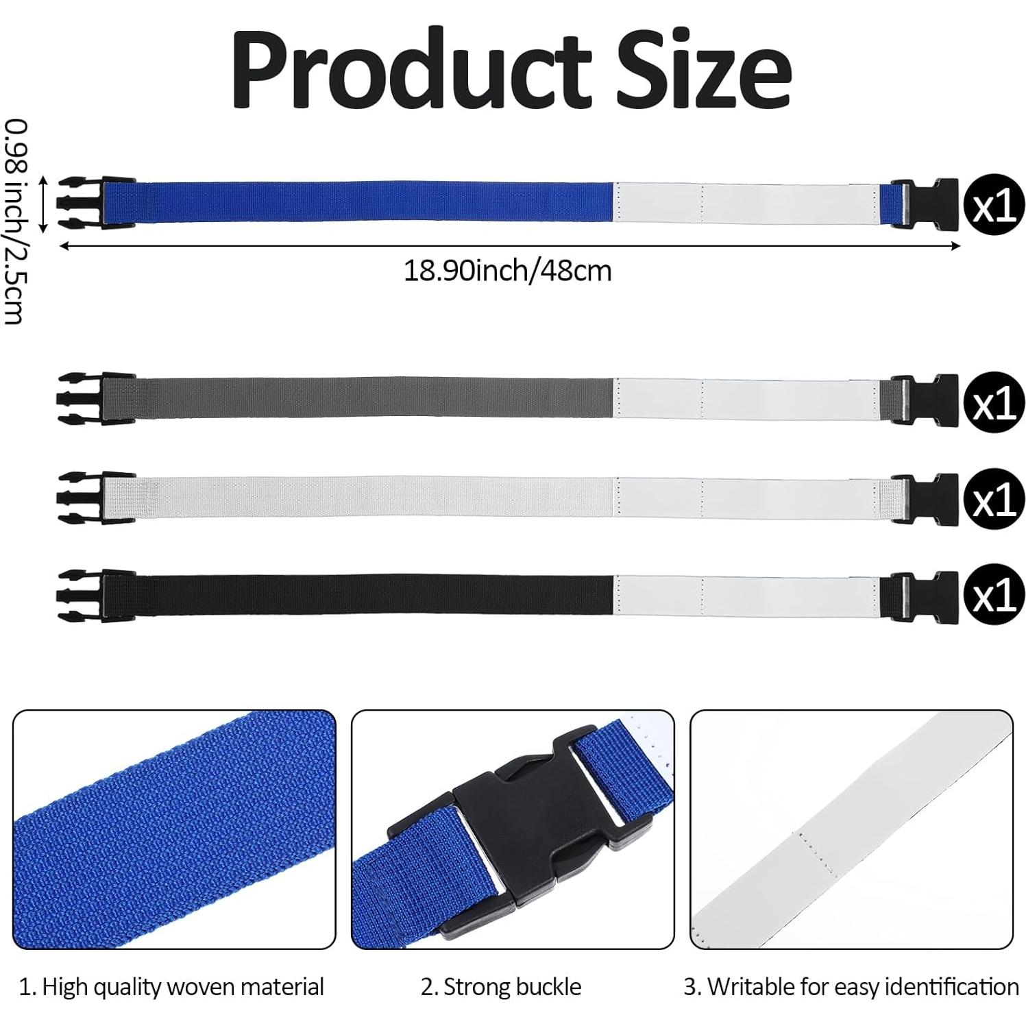 4PCS Correa de Lavandería Teaaha con Traba - Gris, Azul, Blanco, Negro