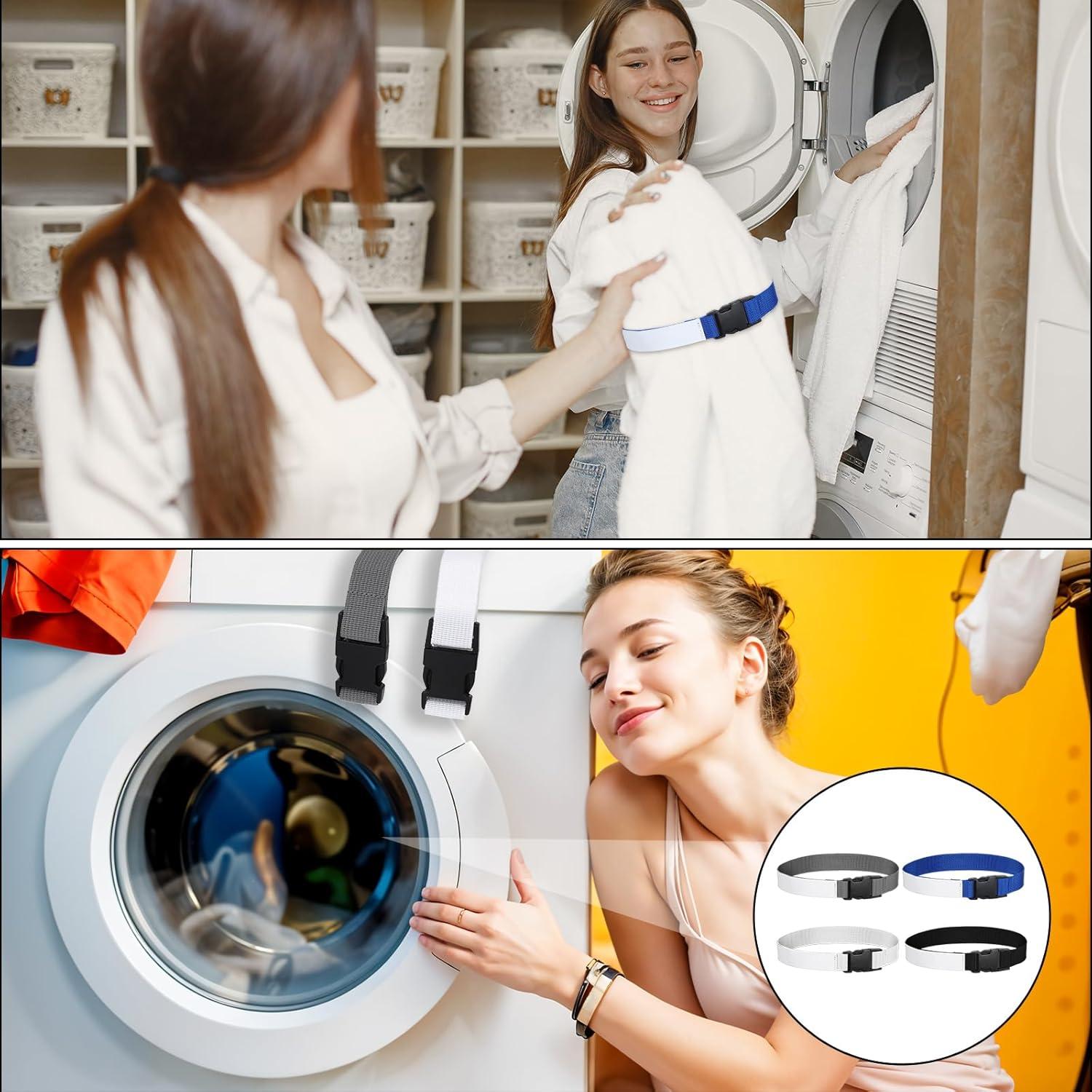 4PCS Correa de Lavandería Teaaha con Traba - Gris, Azul, Blanco, Negro