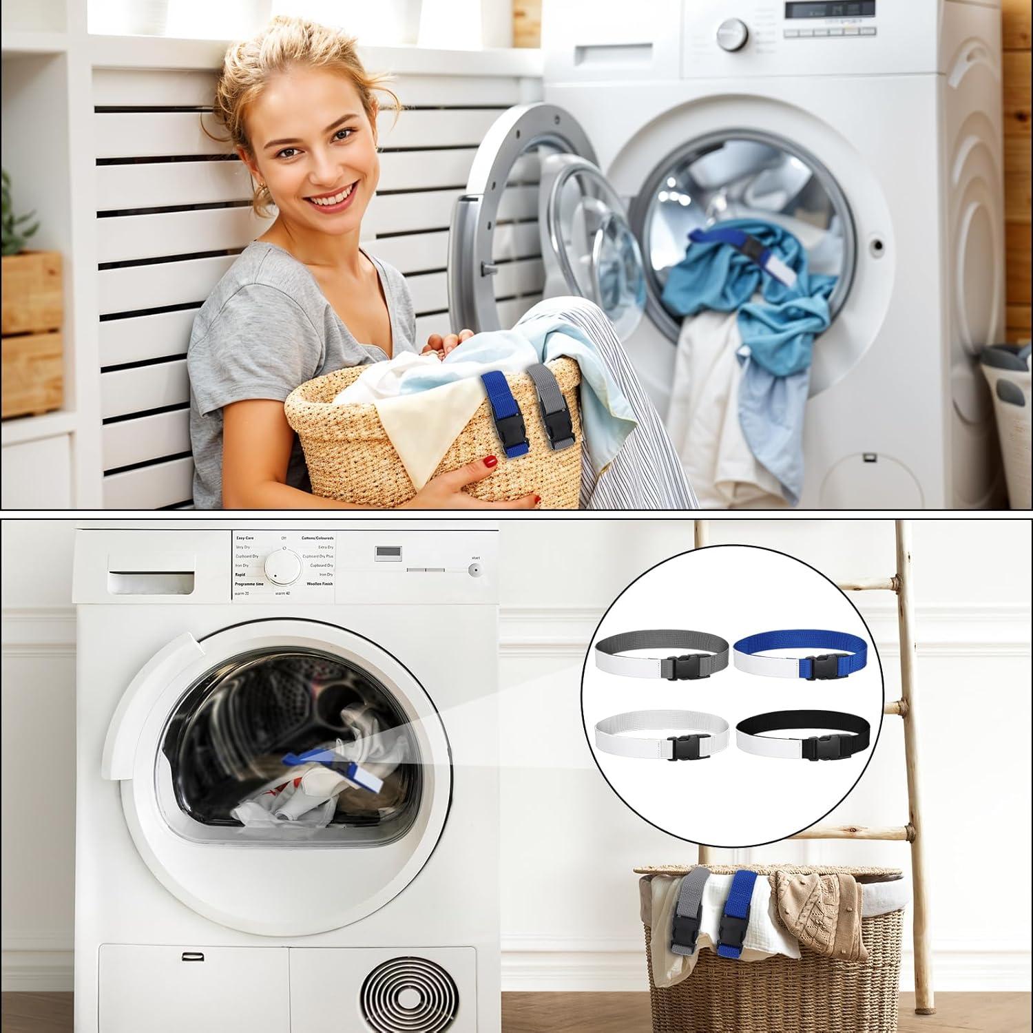 4PCS Correa de Lavandería Teaaha con Traba - Gris, Azul, Blanco, Negro