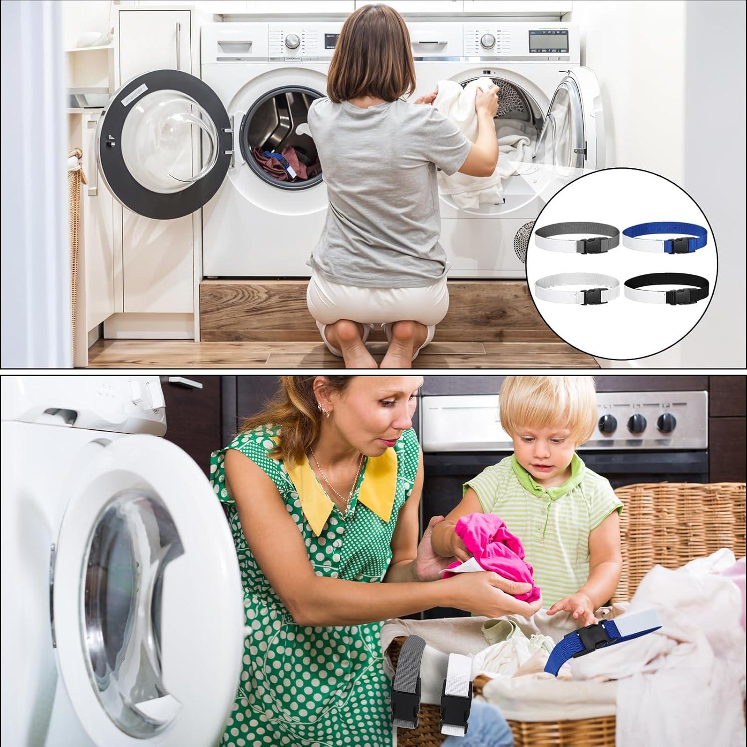 4PCS Correa de Lavandería Teaaha con Traba - Gris, Azul, Blanco, Negro