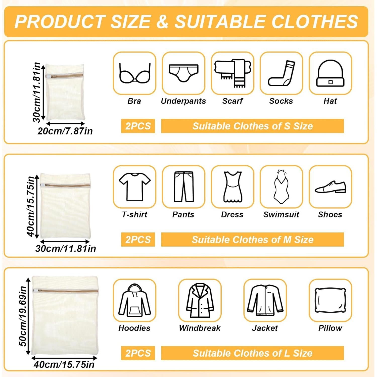 Set de 6 Bolsas de Lavandería de Algodón SynHHergyx con Cremallera