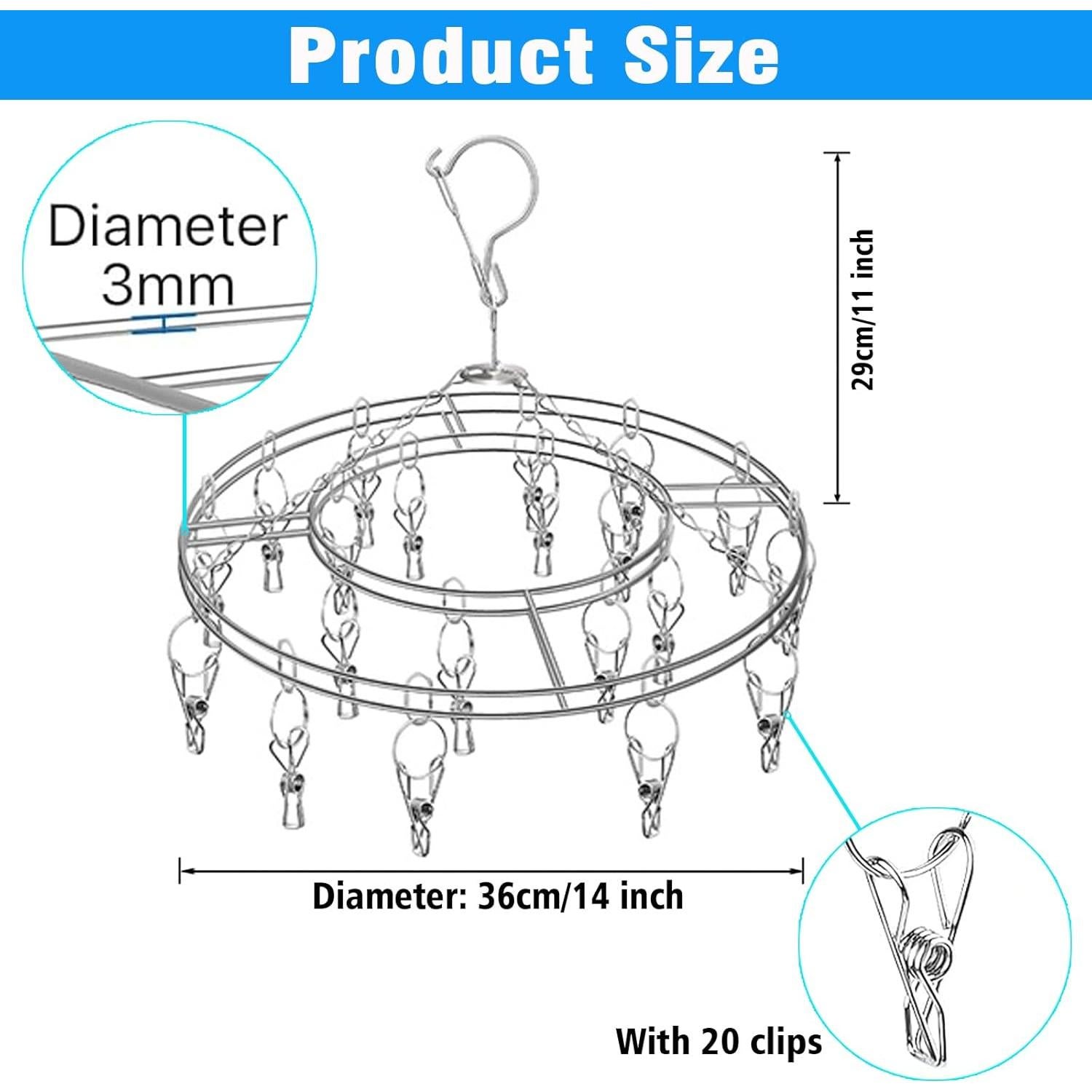 Soporte para Secar Ropa SYJINHUASY Acero Inoxidable 20 Clips