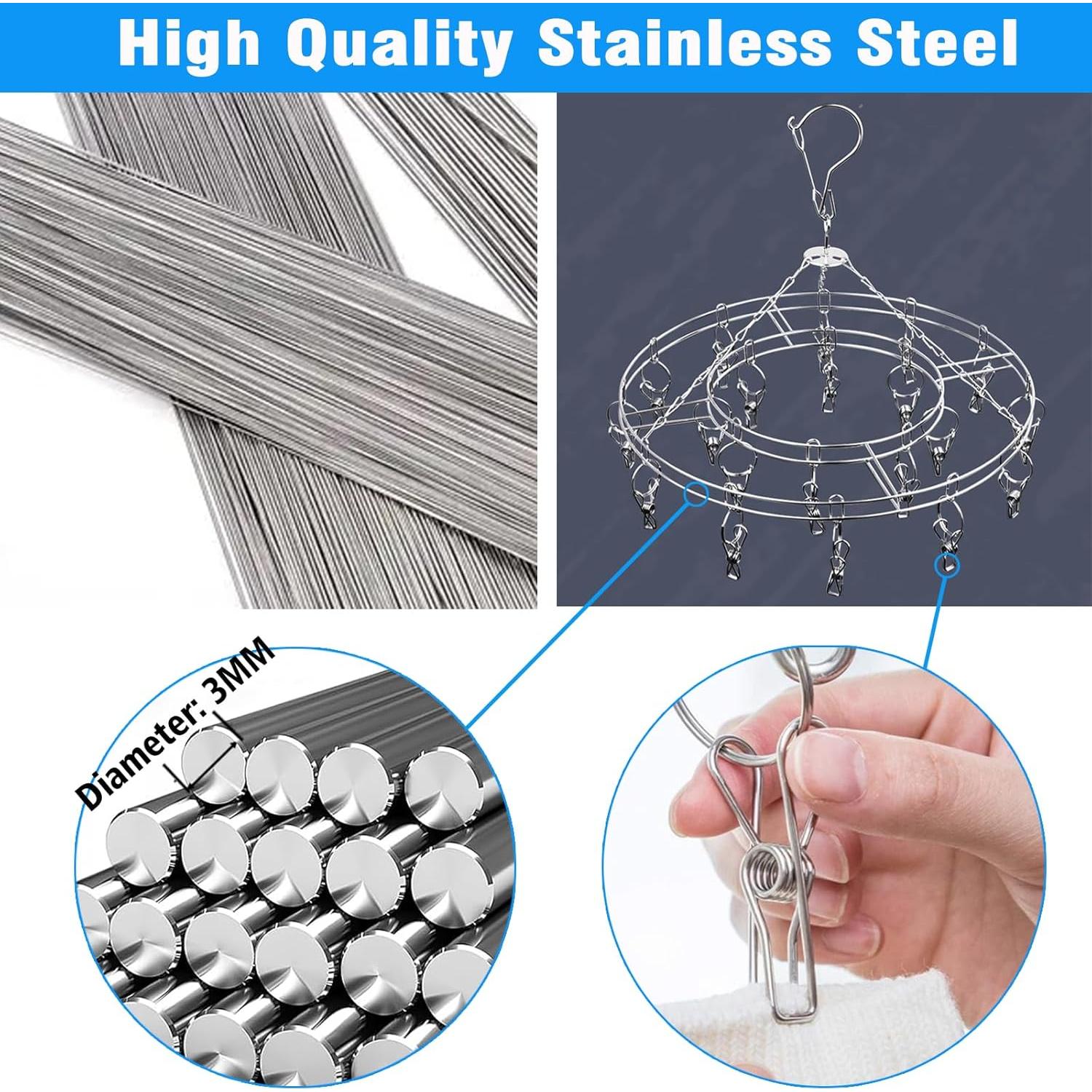 Soporte para Secar Ropa SYJINHUASY Acero Inoxidable 20 Clips