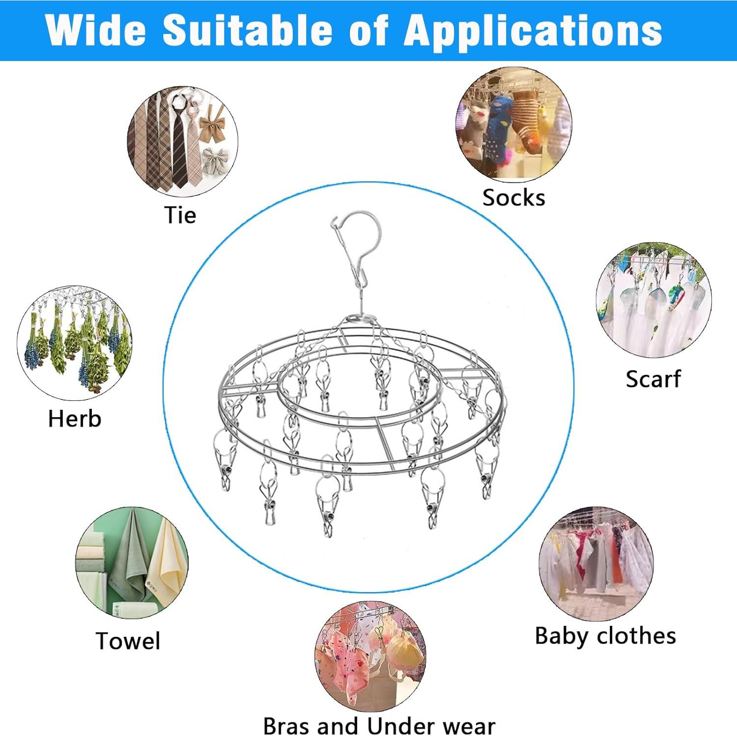 Soporte para Secar Ropa SYJINHUASY Acero Inoxidable 20 Clips