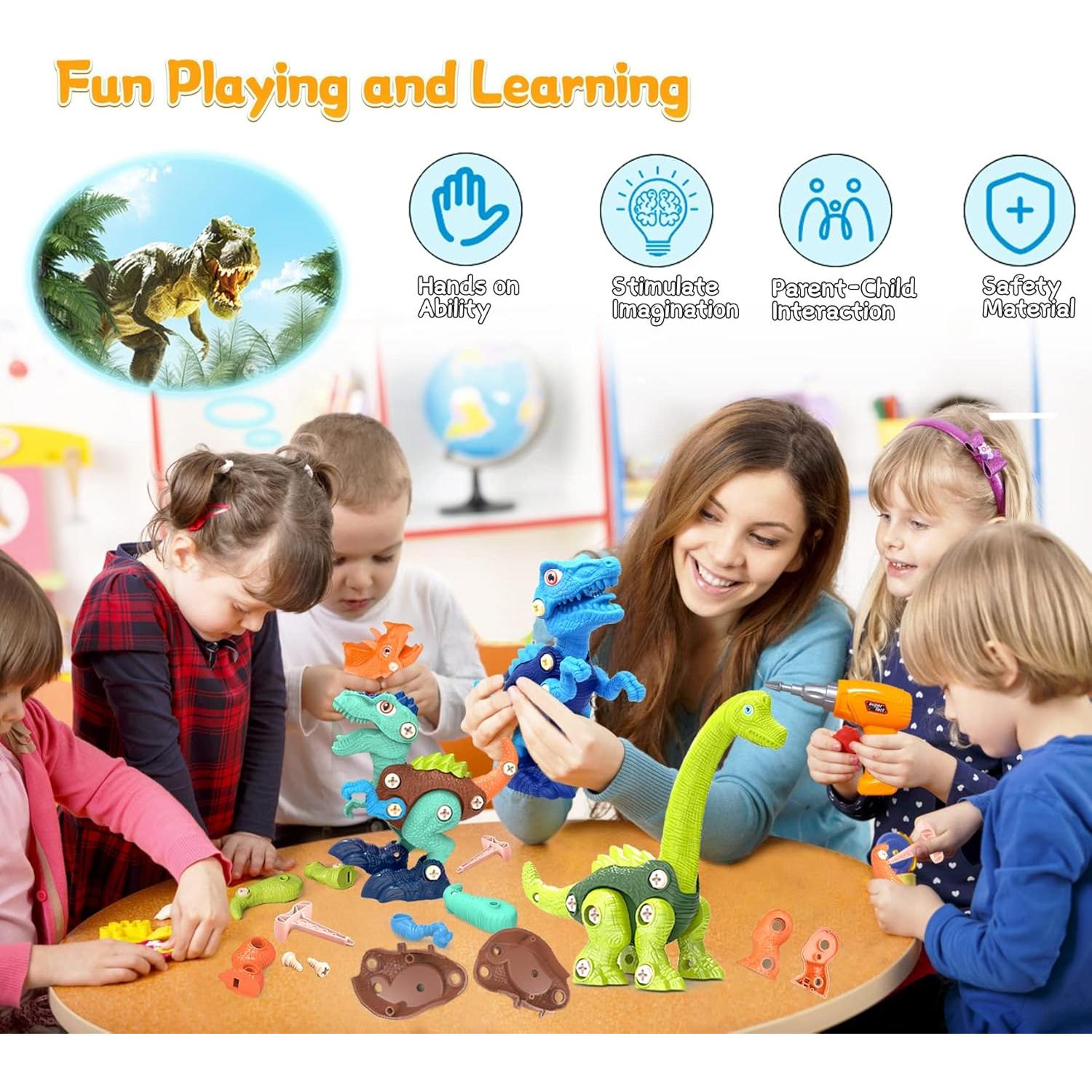 Juguetes de Dinosaurios Desarmables con Taladro Eléctrico