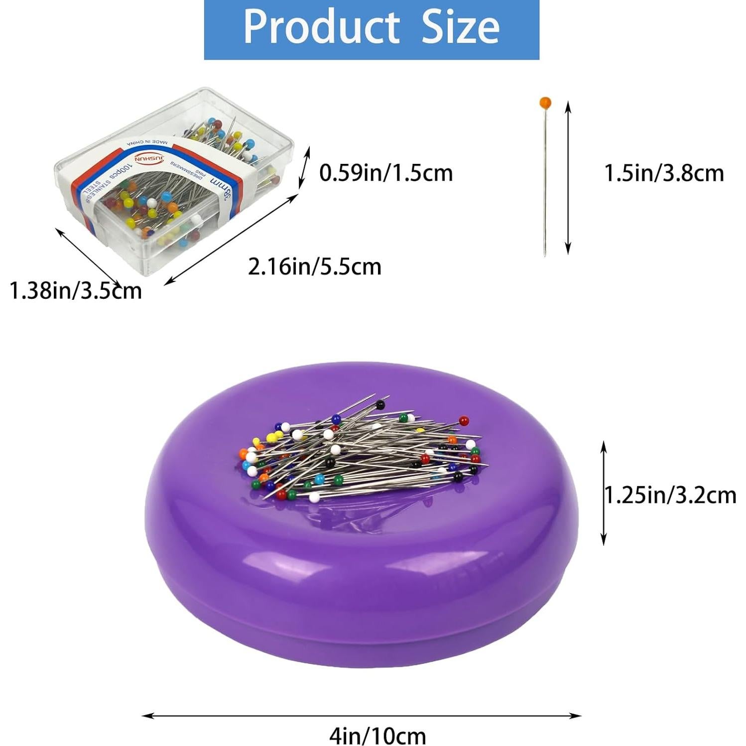 Cojín Magnético Hilltian con 100 Alfileres Plásticos - Púrpura