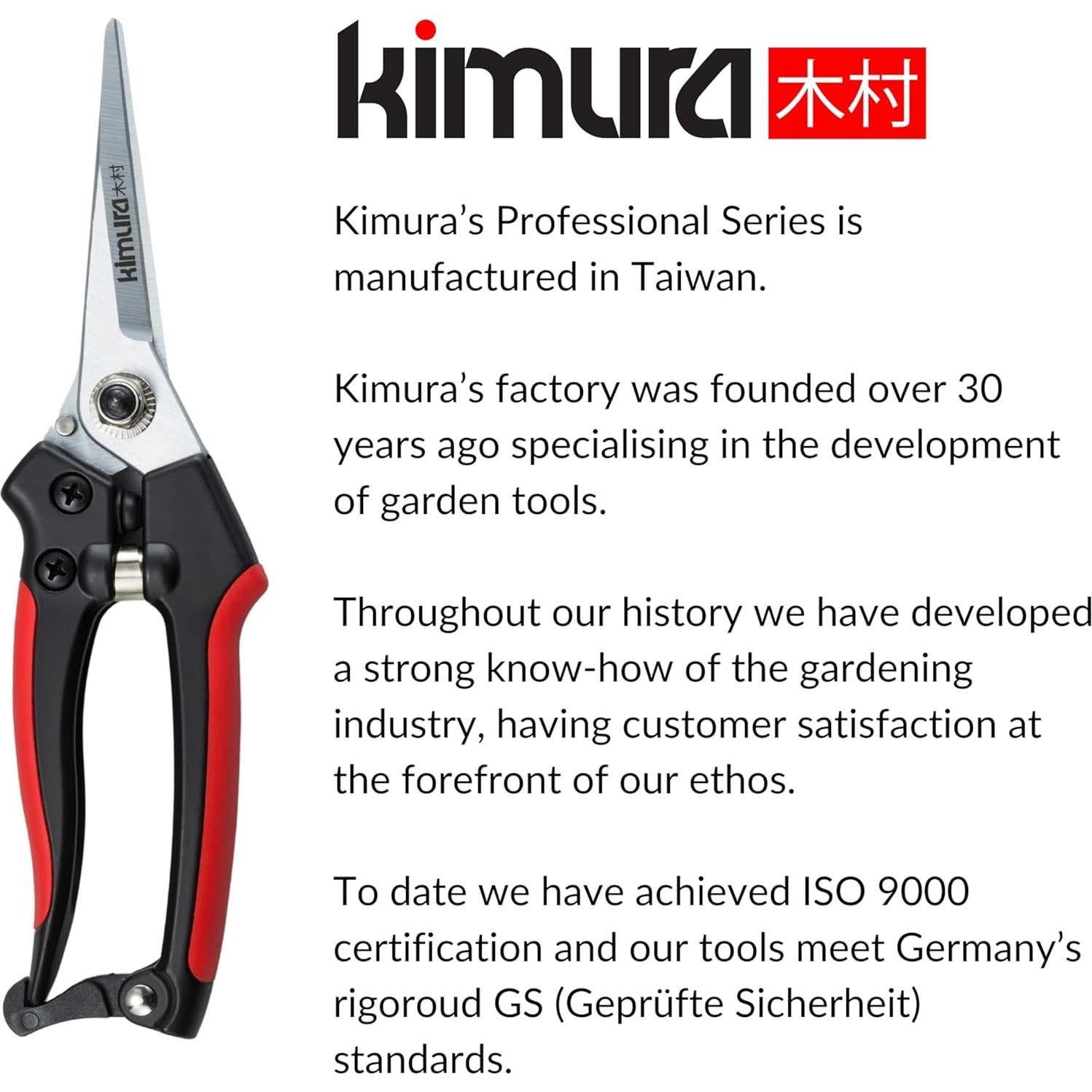 Tijeras de Poda Kimura® 20 cm, Acero SK5, Ergonomía Antideslizante