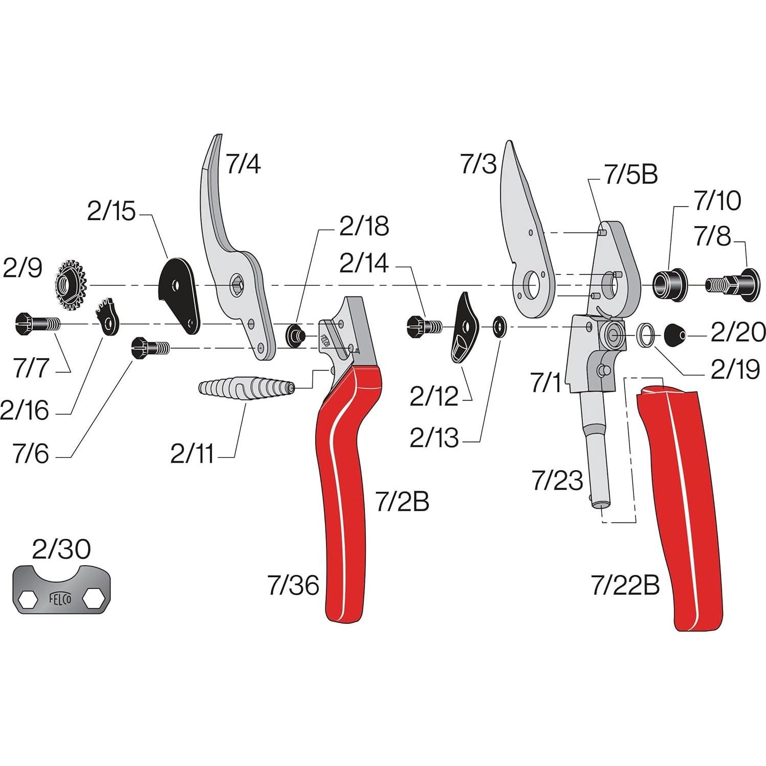 Tijeras de Podar Felco F7 - Ergonomía y Corte Preciso 2.54 cm