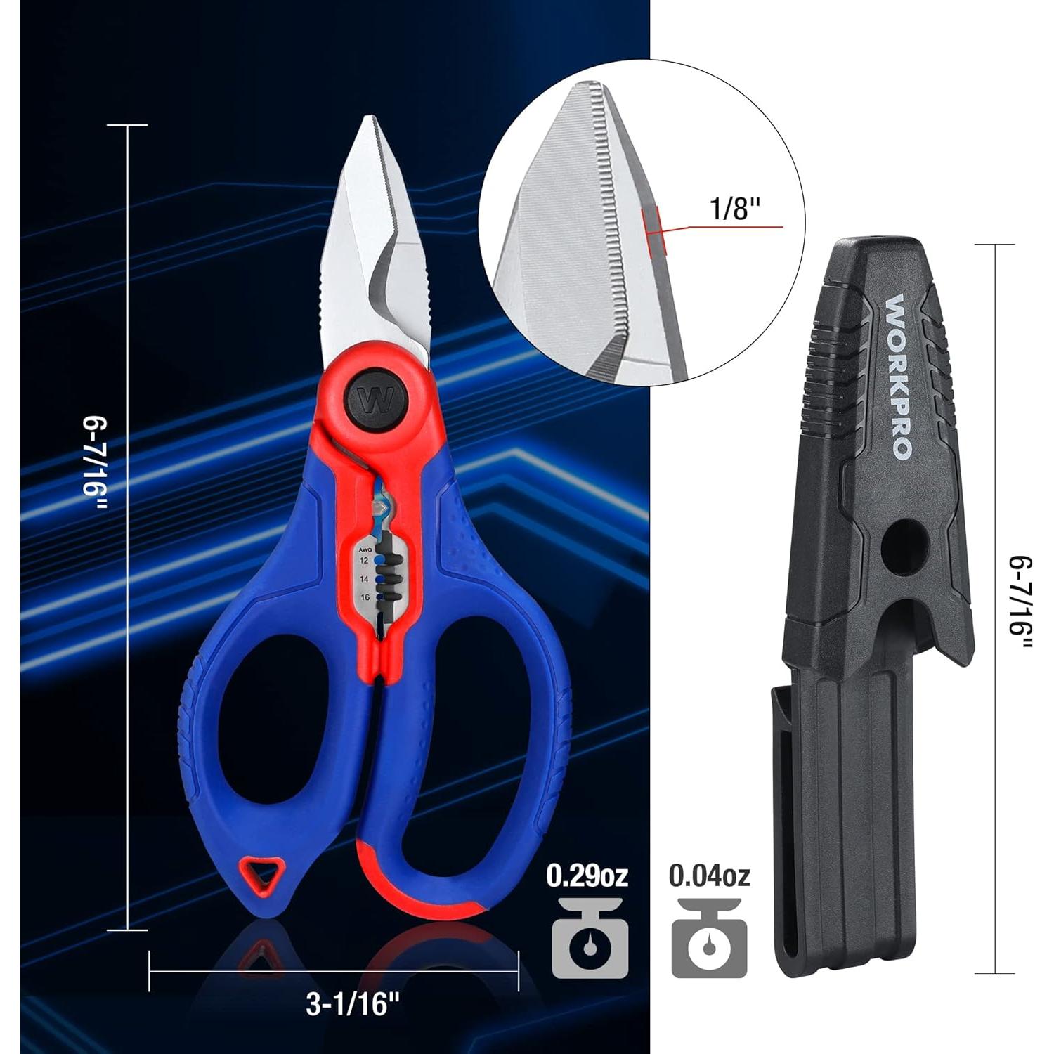 Tijeras de Electricista WORKPRO 16.3 cm Acero Inoxidable con Pelacables