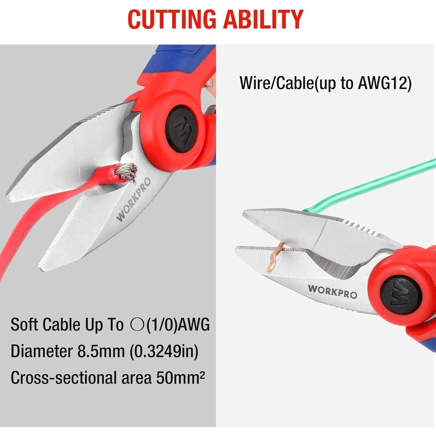 Tijeras de Electricista WORKPRO 16.3 cm Acero Inoxidable con Pelacables
