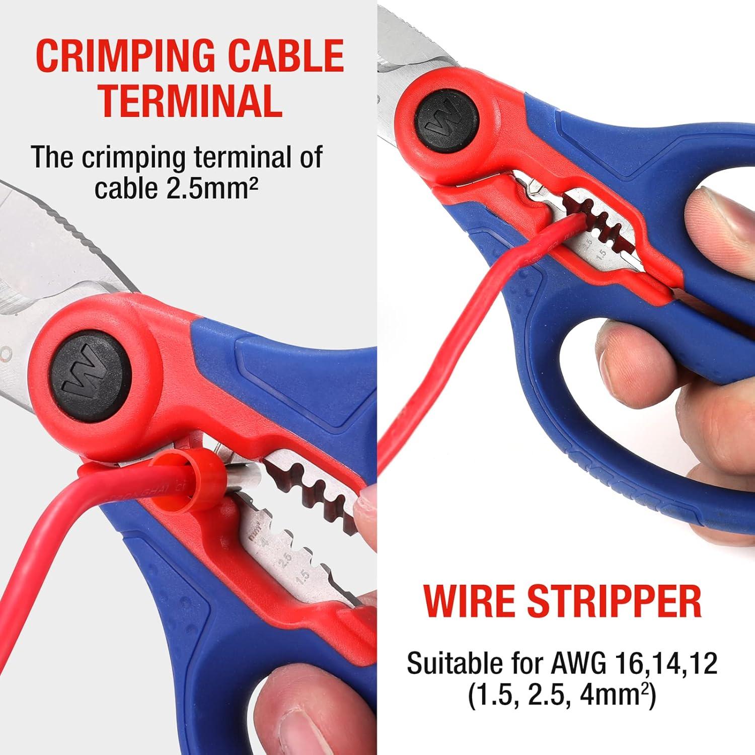 Tijeras de Electricista WORKPRO 16.3 cm Acero Inoxidable con Pelacables