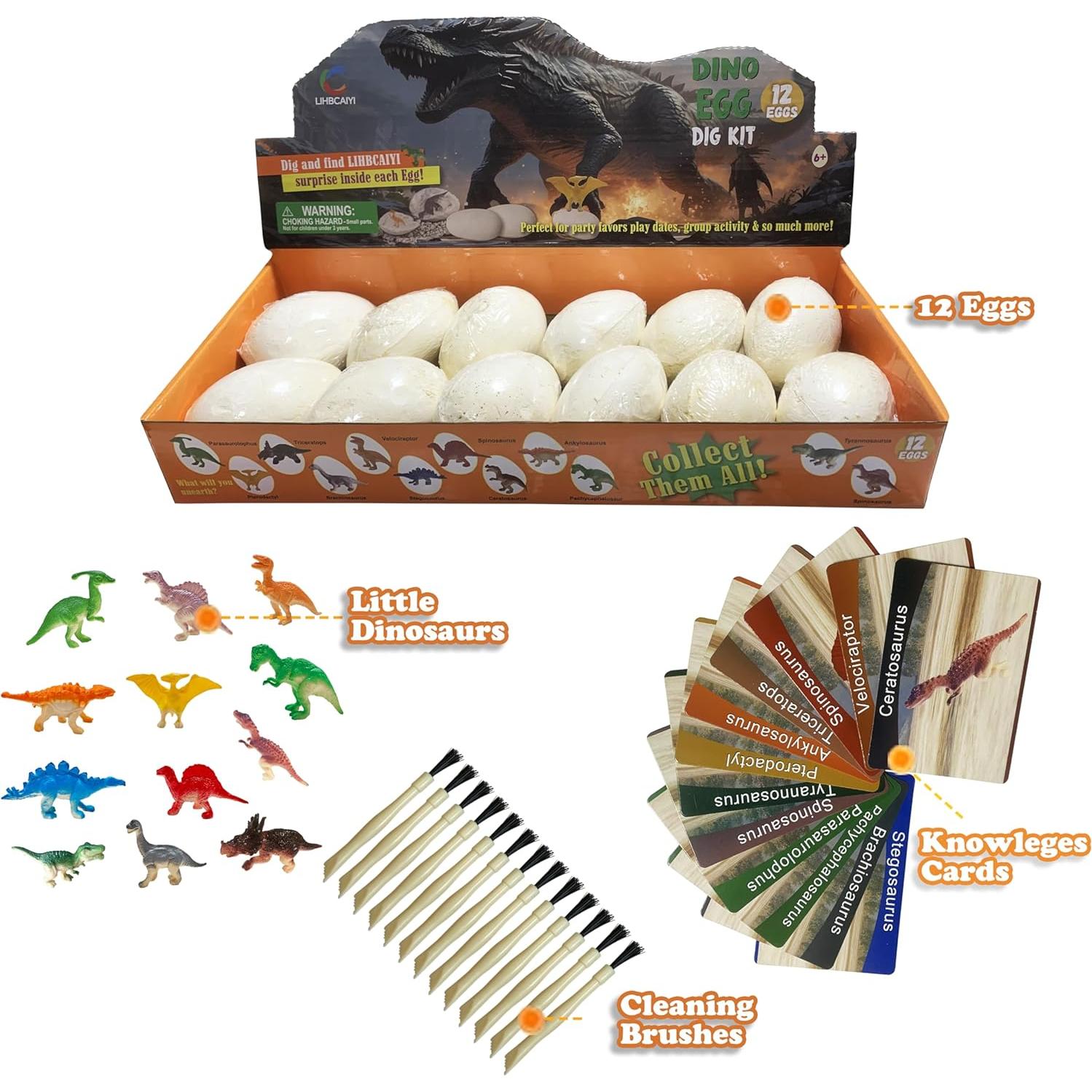 Kit de Excavación de Huevos de Dinosaurio 12 Piezas LIHBCAIYI