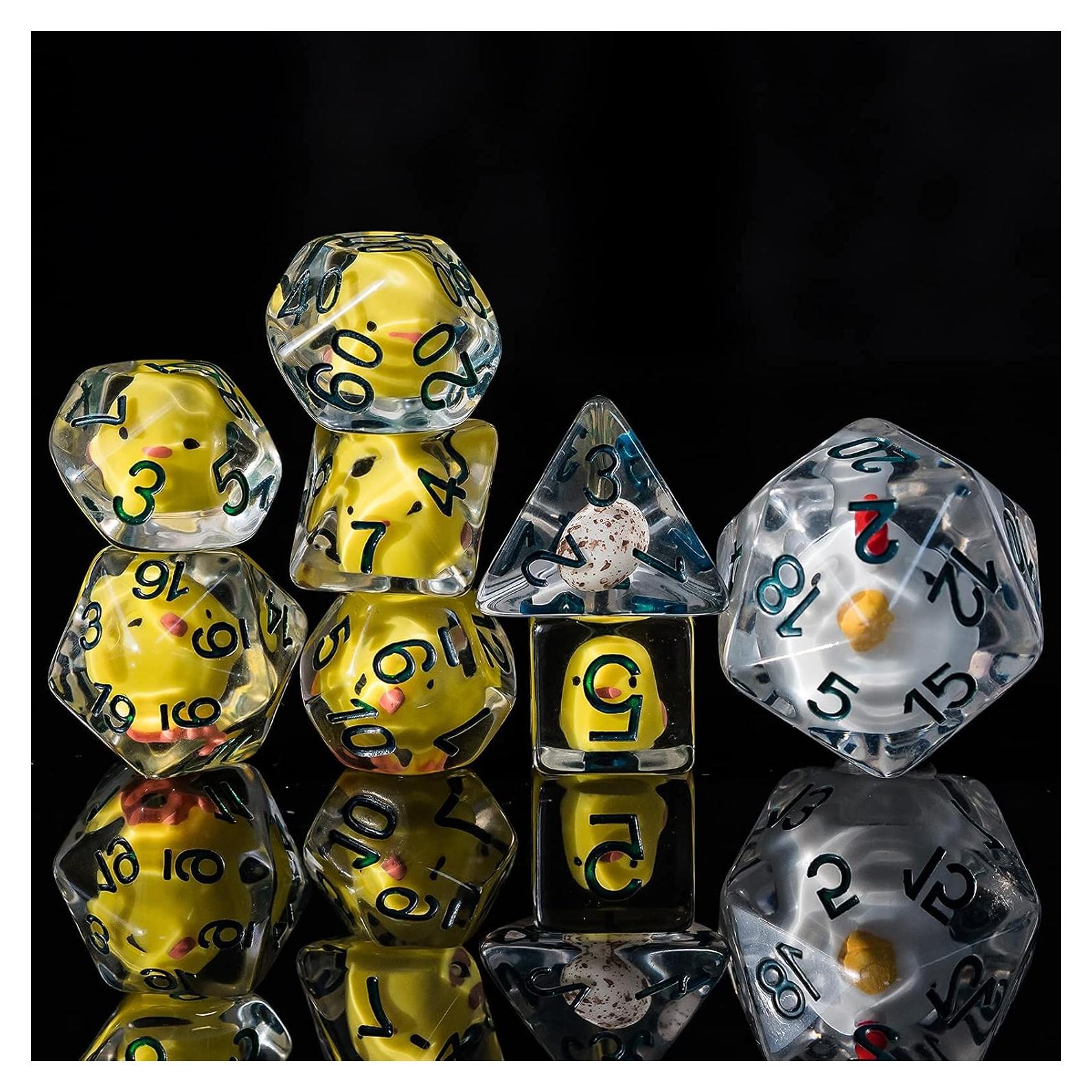 Juego de Dados Poliedricos Cusdie 8 Pcs con Animales D&D