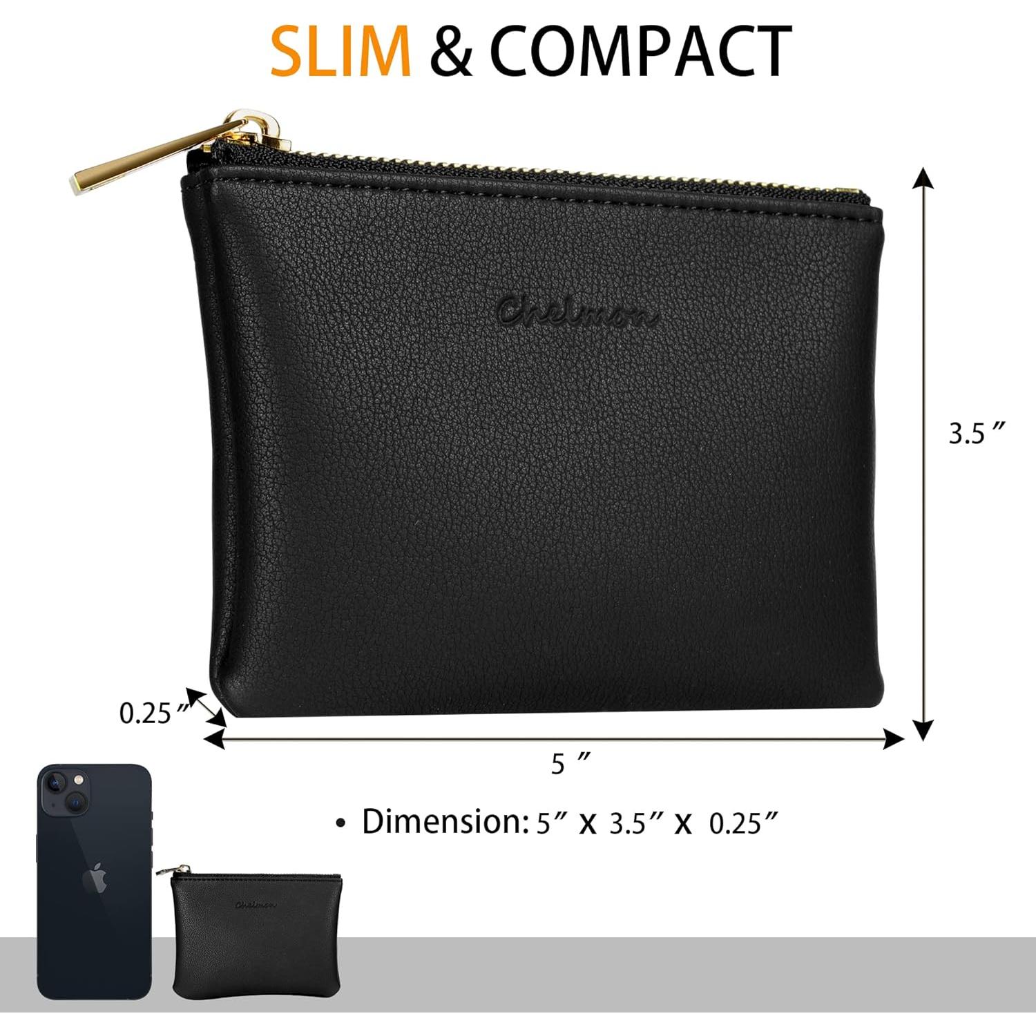Monedero de Cuero Vegano Chelmon Unisex con Cremallera 12.7x8.9cm