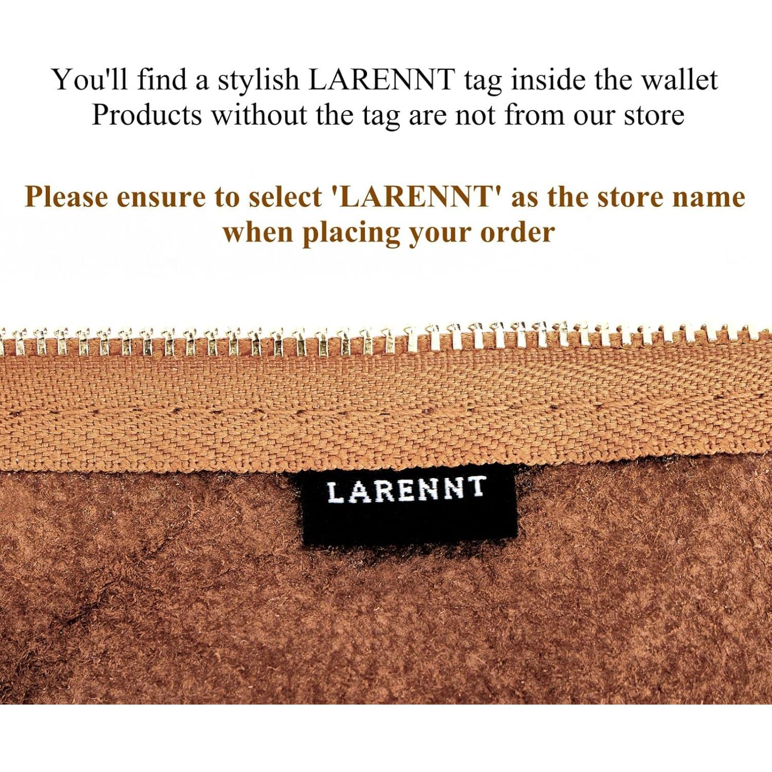 Monedero de Cuero LARENNT Marrón con Llave y Soporte para Tarjetas