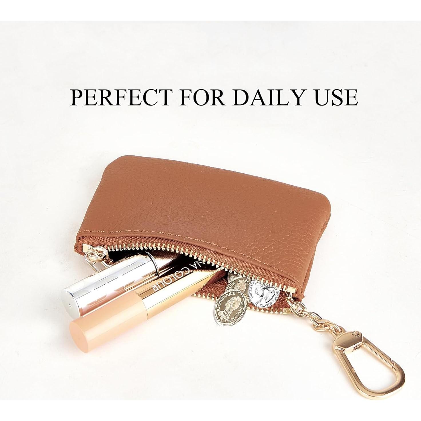 Monedero de Cuero LARENNT Marrón con Llave y Soporte para Tarjetas