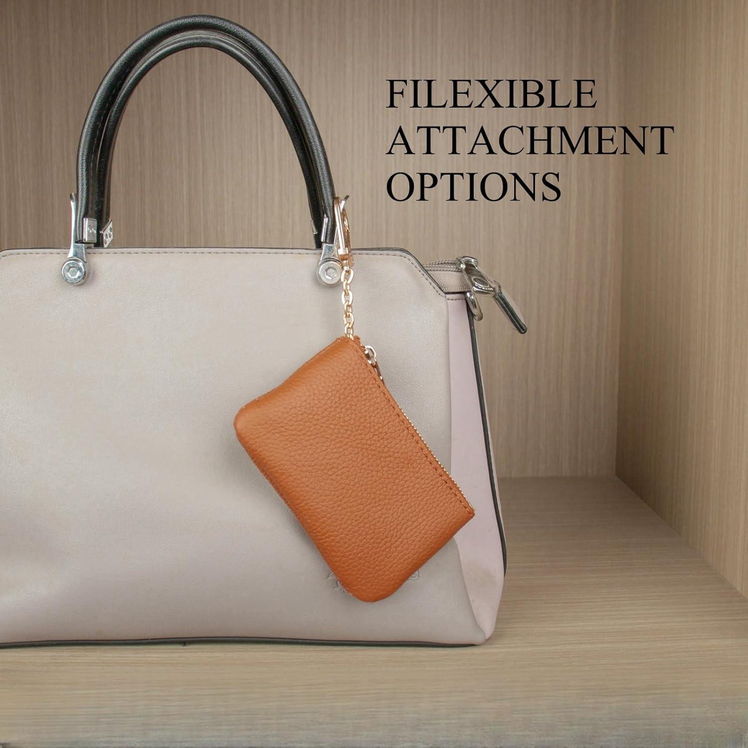 Monedero de Cuero LARENNT Marrón con Llave y Soporte para Tarjetas