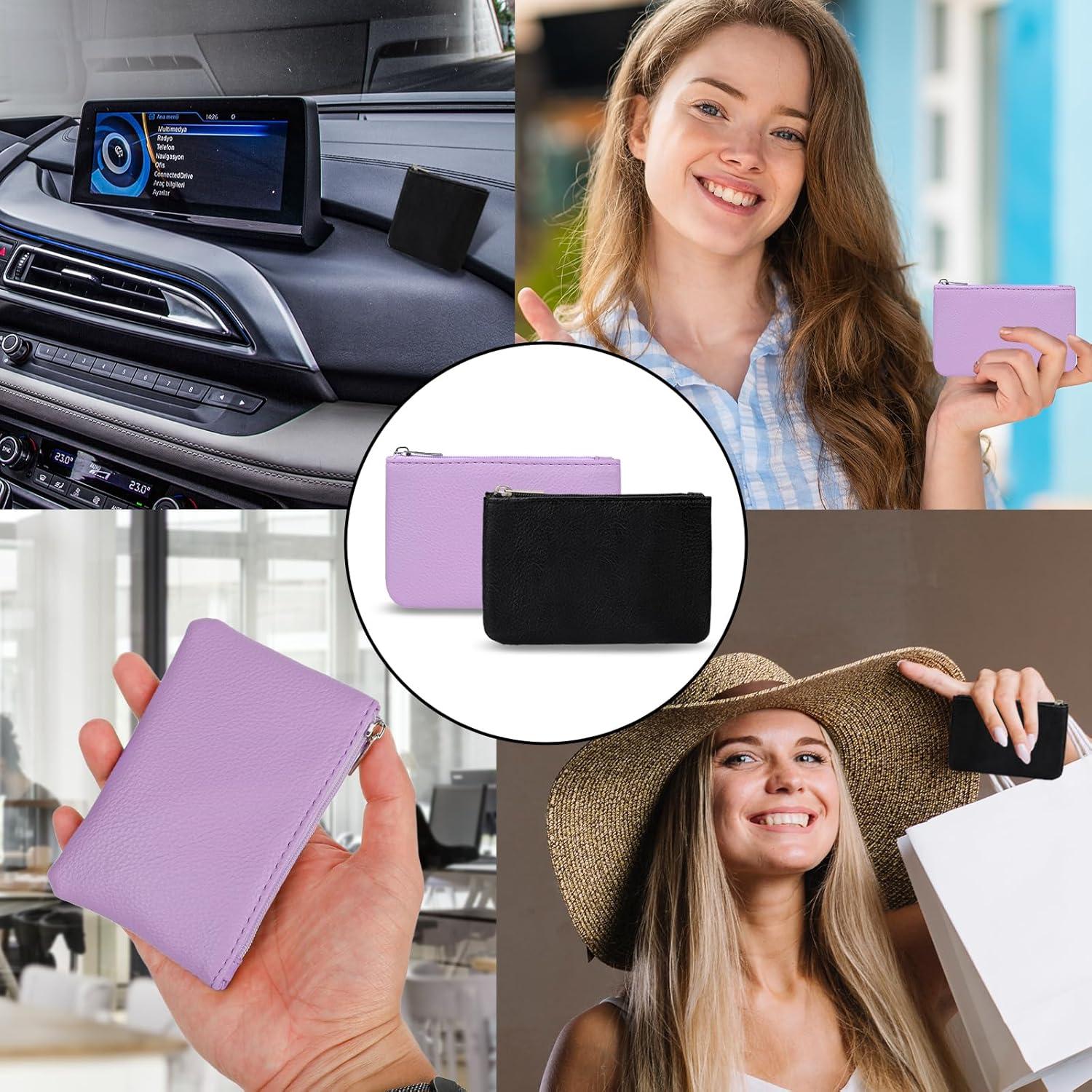 Monedero Mini KALIONE de PU Negro y Púrpura 12.5x8.5cm