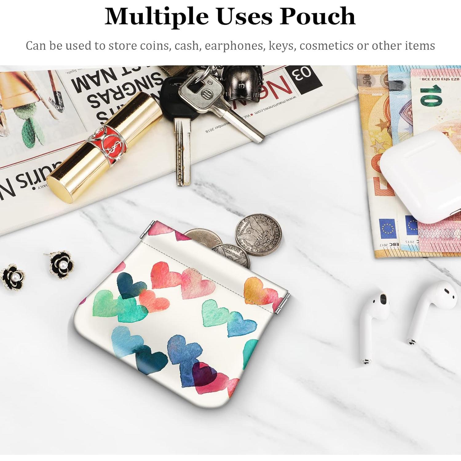 Monedero Squeeze Fintie de Cuero PU para Mujer - Corazones Lluviosos